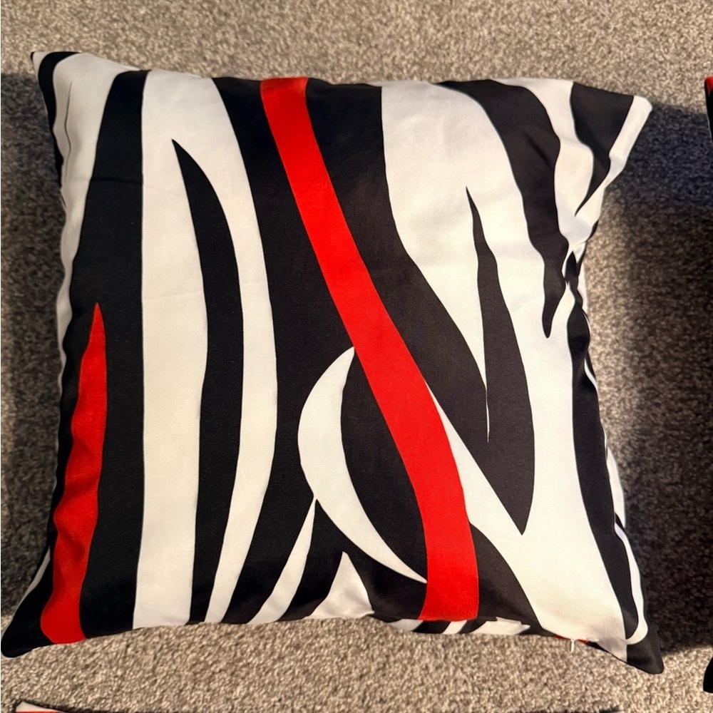 Amazon Modern Black, Red, and White Pillow Set (comes with 2 pillow inserts) - Picture 2 of 7
